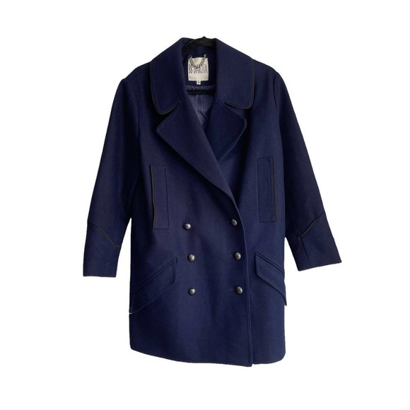 BB Dakota Wool Blend Military Double-Breasted Peacoat Jacket Navy Size S - Picture 7 of 12